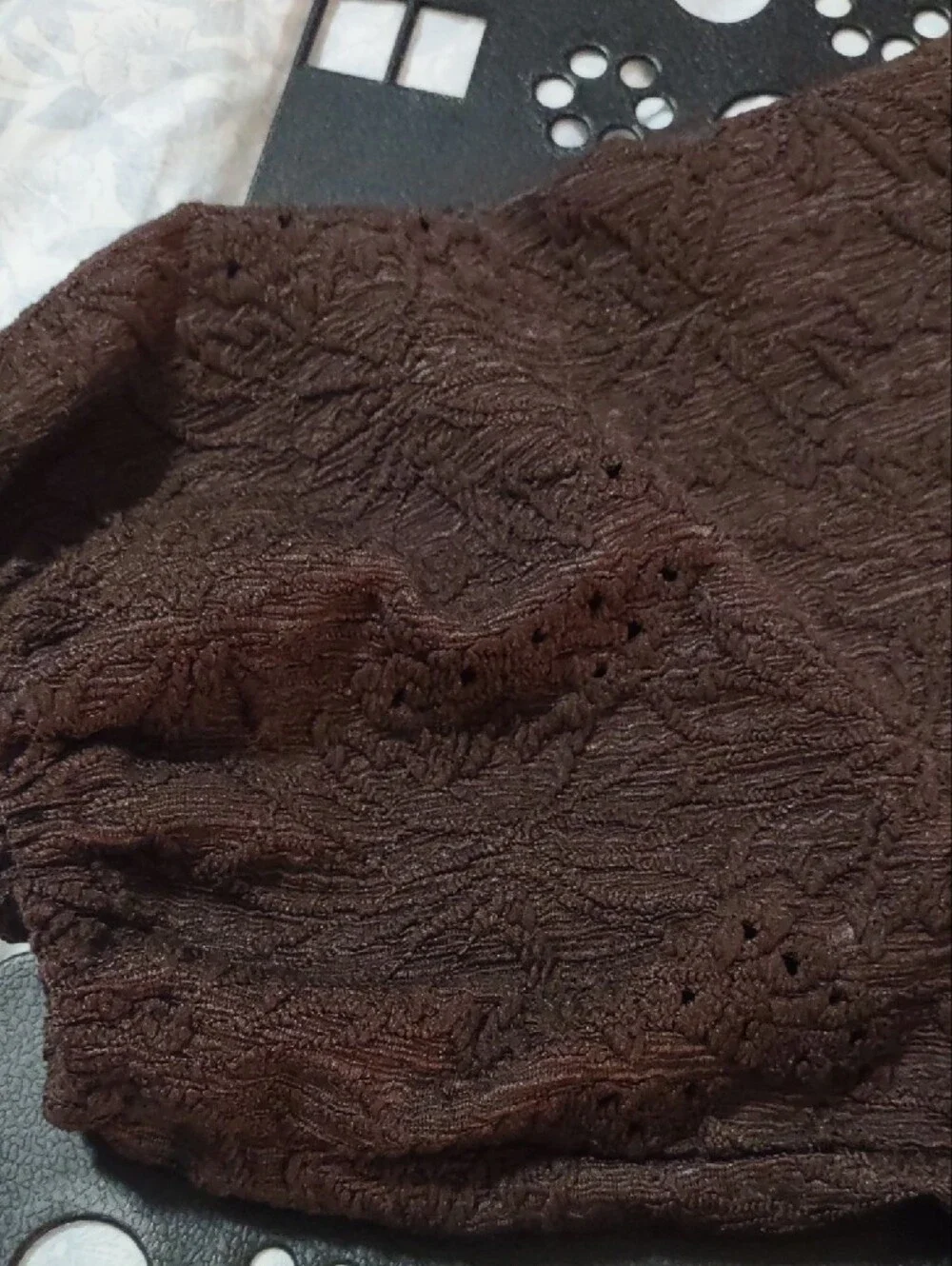 NWT Michael Kors Chocolate Brown Eyelet Button Front Blouse Medium